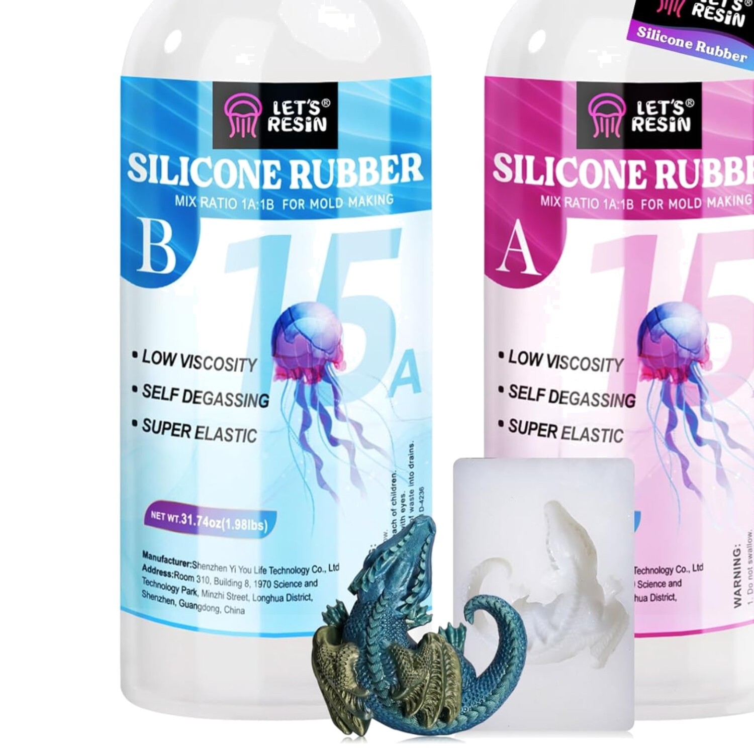 Versatile 63.48oz Clear Non-Toxic Silicone Mold Maker Kit for DIY Crafts