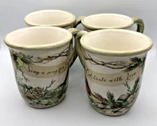 Certified International Mugs HOLLY AND IVORY by artist Susan Winget (Set of 4)