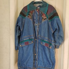 Be in the Current Seen Womens Jacket Med. Denim Washed Vintage 80s Lined Coat