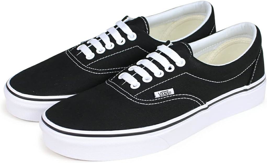 VANS Men 7.0US Van  Era Black White Vn000Ewzblk Canvas Skating Sneakers
