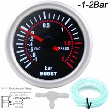 2 52mm Pointer Led Turbo Boost Pressure Gauge -12 Bar Car Vacuum Meter Black