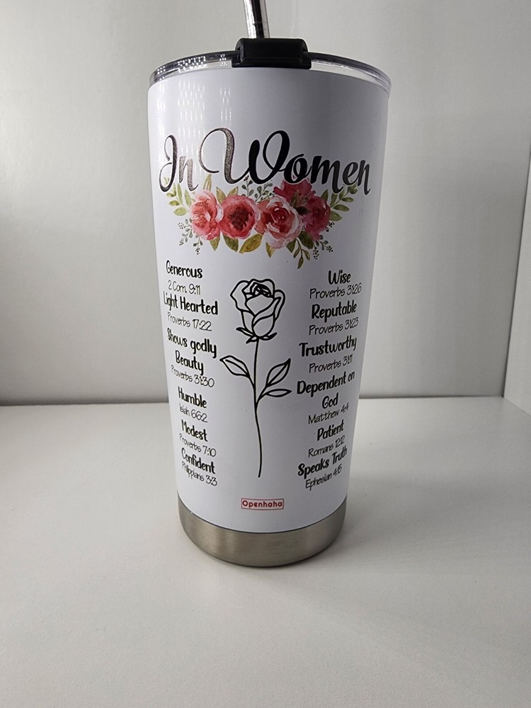 Inspirational Christian Tumbler With Straw - Bible Verse Gift for Women