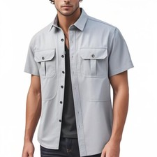 Men's Button Down Shirts Casual Short Sleeve Dress Shirts Summer Beach Shirts