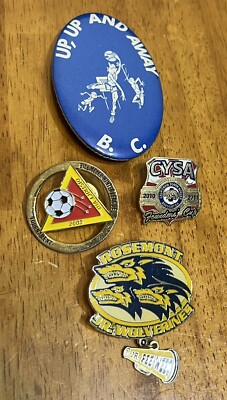 4 Sports related pins, Soccer, Basketball, Etc