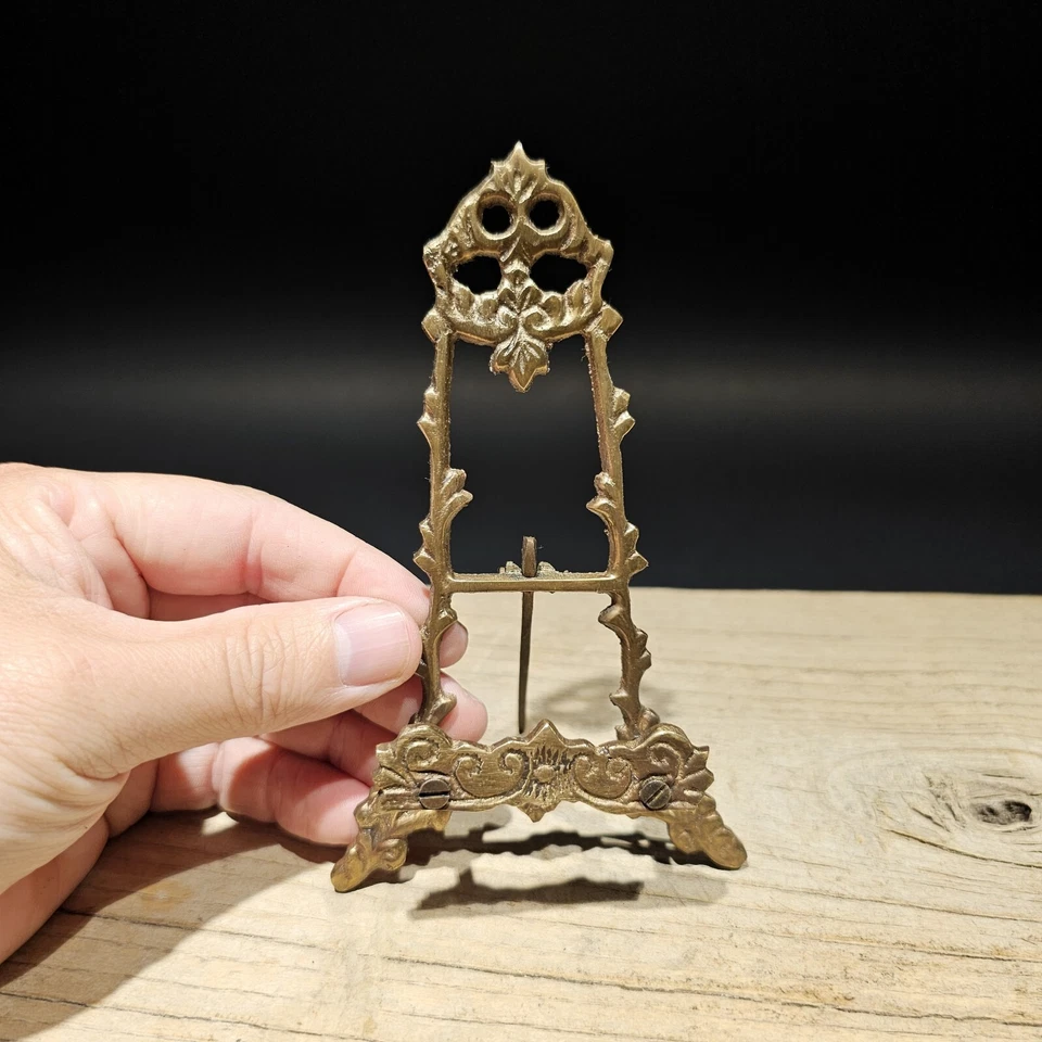 5" Vintage Antique Style Miniature Brass Desk Easel - Image 3 of 4