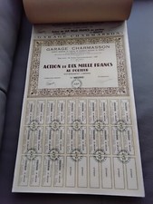 Action Gap 05 Garage Charmasson Bloc entier de 99 Actions de 10000 Francs 1957