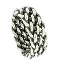 New Antique Style 925 Sterling Silver 8 mm Wide Blackened Braided Band Ring