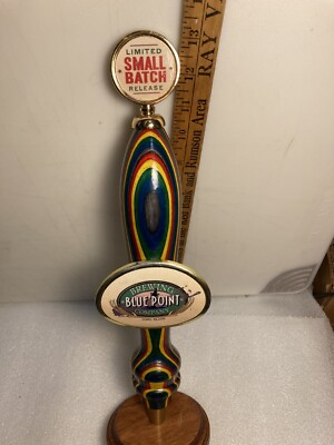 BLUE POINT BREWING SMALL BATCH TIE-DYE PUB STYLE Draft beer tap handle. NEW YORK
