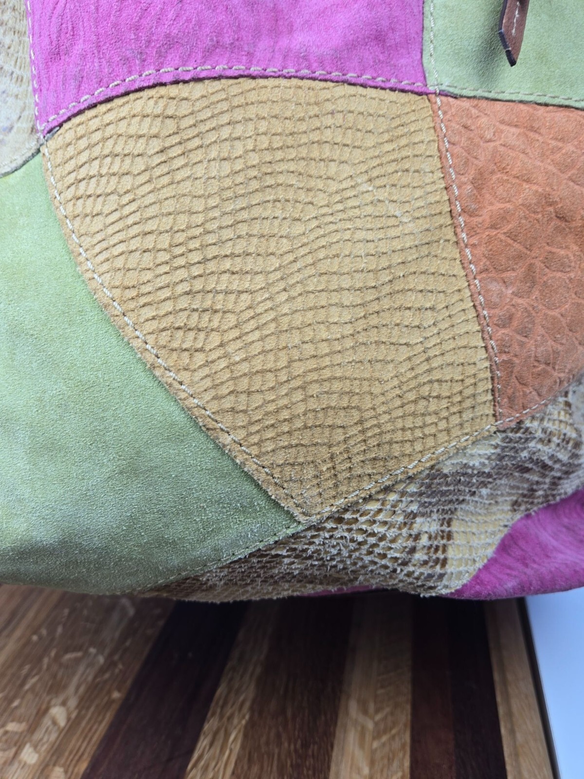 Fossil suede leather patchwork shoulder bag handb… - image 7