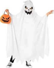Kids Ghost Halloween Costume Boys Girls Spooky White Sheet Cape One Size Casper