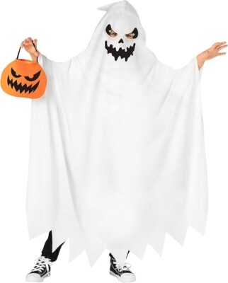 Kids Ghost Halloween Costume Boys Girls Spooky White Sheet Cape