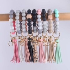 Keychain Beaded Bracelet & Leather Tassel Creative Key Holder Wristlet Gift 2026