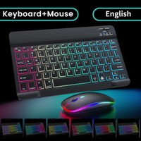 10Inch Wireless Bluetooth Backlit Keyboard Mouse For ipad Android Windows Tablet