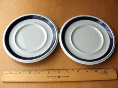 Arabia of Finland Anemone Blue vintage saucer pair~midcentury