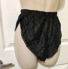 Vintage 80s nylon high cut granny panties Hi waist satin black size M New