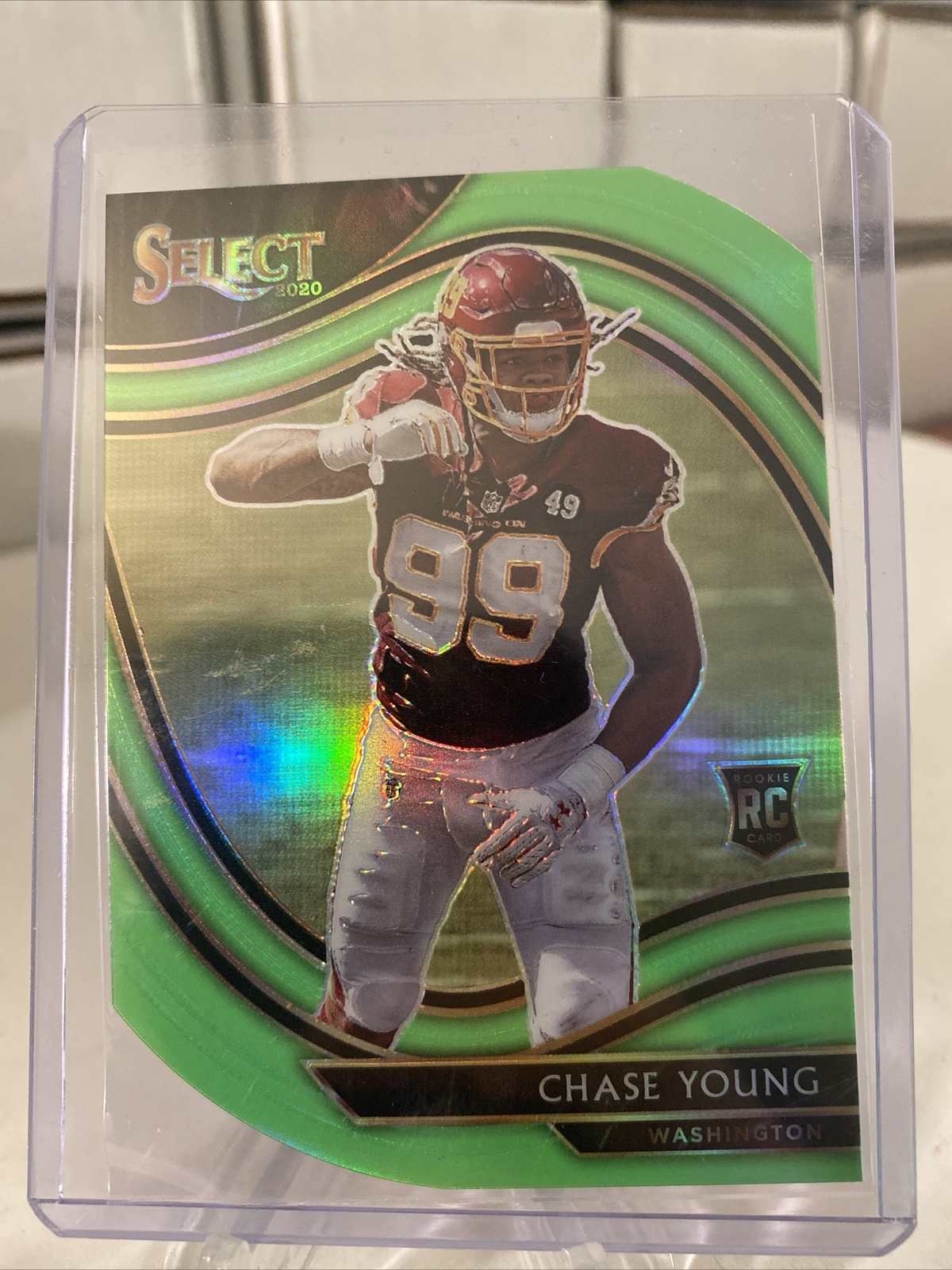 2020 Select Chase Young Die Cut Neon Green Prizm Field Level SP Rookie Card #364