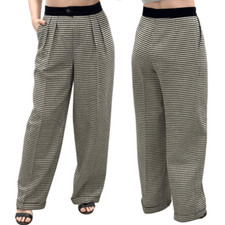 Escada Vintage Pleated Houndstooth Print Wool Trousers Pants EU Size 42