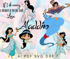 Princess Jasmine SVG Bundle - Aladdin Clipart, Silhouettes, Logos