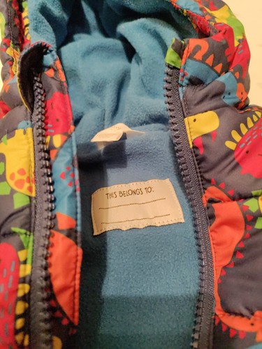 M&Co Baby Dinosaurs Blue Snowsuit Pram Suit 0-3 NWOT - Picture 3 of 4