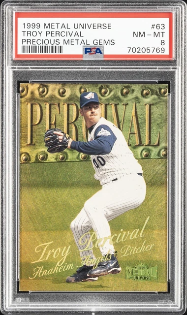 1999 SKYBOX METAL UNIVERSE EDELMETALL GEMS #63 TROY PERCIVAL 11/50 PSA 8