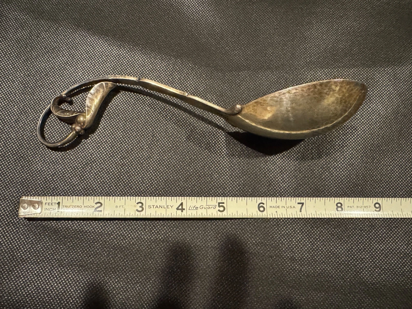 Georg Jensen Sterling Silver Peapod Serving Spoon/Sauce Ladle 8 inches