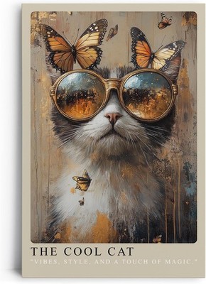 Leinwandbild The Cool Cat Leinwandbild stilvolle Katze mit goldener
