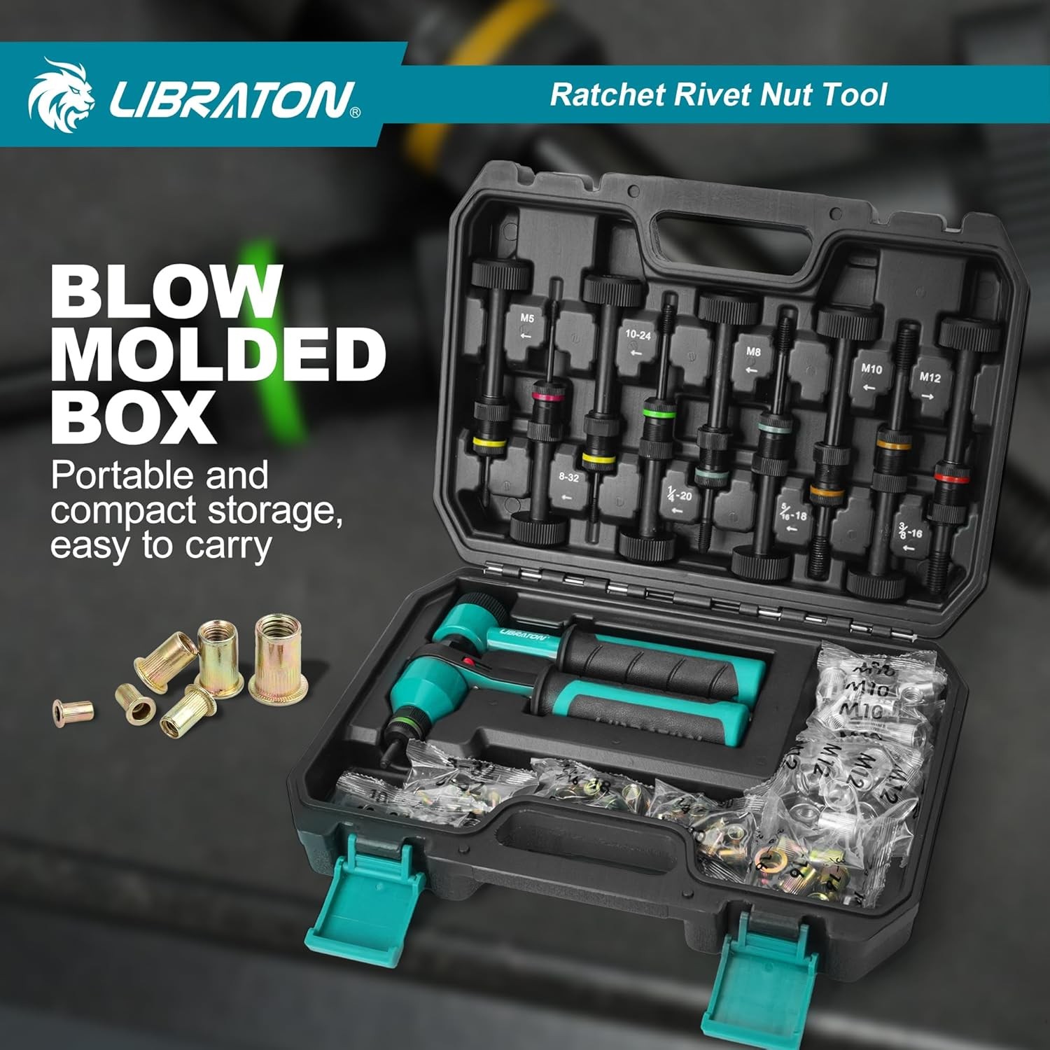 Rivet Nut Tool, Rivnut Tool, Professional Ratchet Nutsert Tool Kit, Nutsert Gun 