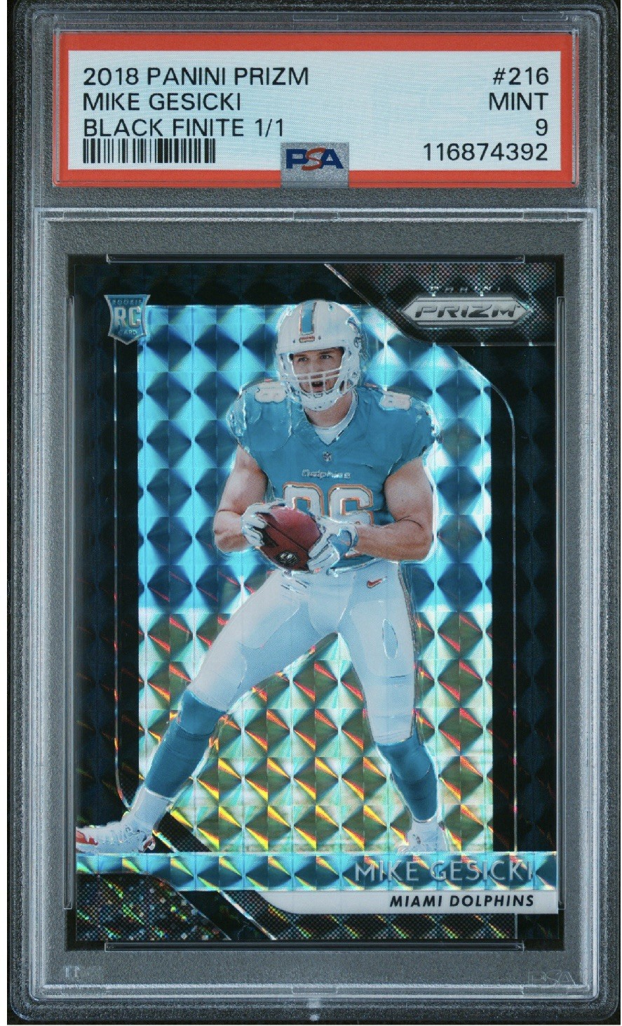 Mike Gesicki Panini Prizm #216 Black Finite 1/1