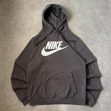 Nike Center Swoosh Gray Hoodie Y2K Vintage Streetwear Pullover Mens Small