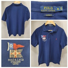 Polo Ralph Lauren Shirt Men s XL Navy Blue Yacht Club Custom Fit Embroidered