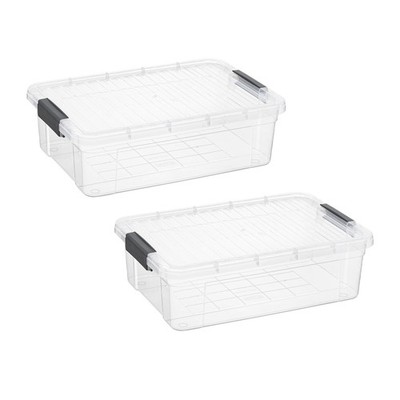 Superio 13.7 Qt Clear Stackable Plastic Storage Bins with Lids - 2 Pack