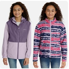Eddie Bauer 3-in-1 Winter Jacket Youth XS Fleece Hooded Size 5 - 6 Purple NEW