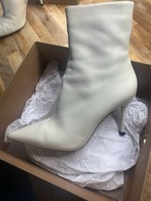 Zara White Leather Heeled Boots Size 39
