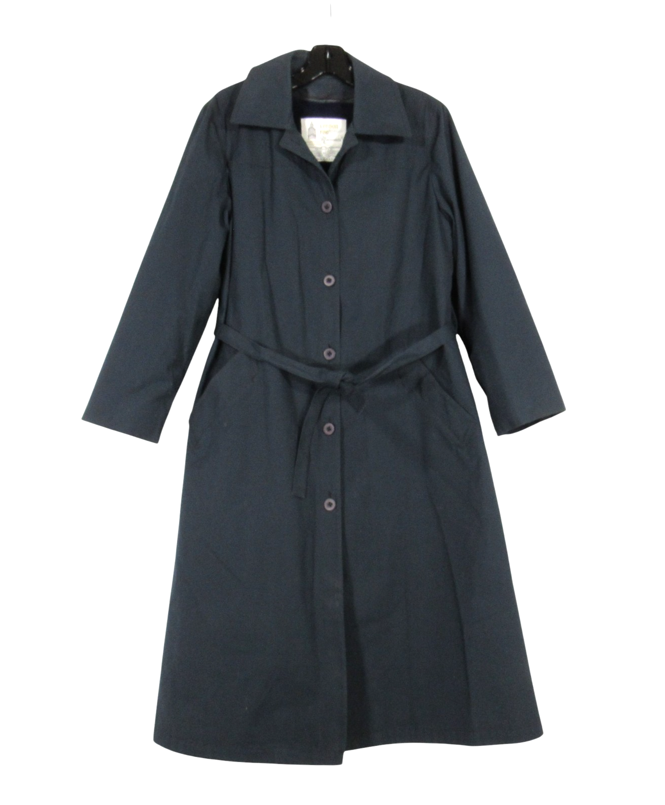 VTG LONDON FOG PETITE Navy REMOVABLE FLEECE LINER Button-Up Trench Coat Sz 10P