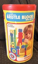 1976 Playskool Bristle Blocks Complete 806 Intermediate Set 39 Pieces 4 Wheels
