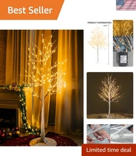 Realistic 6FT Lighted Birch Tree - Bendable Branches for Custom Holiday Styling