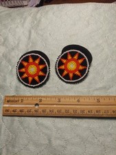 Native Beaded Hair Rosette, 1 Pr Star