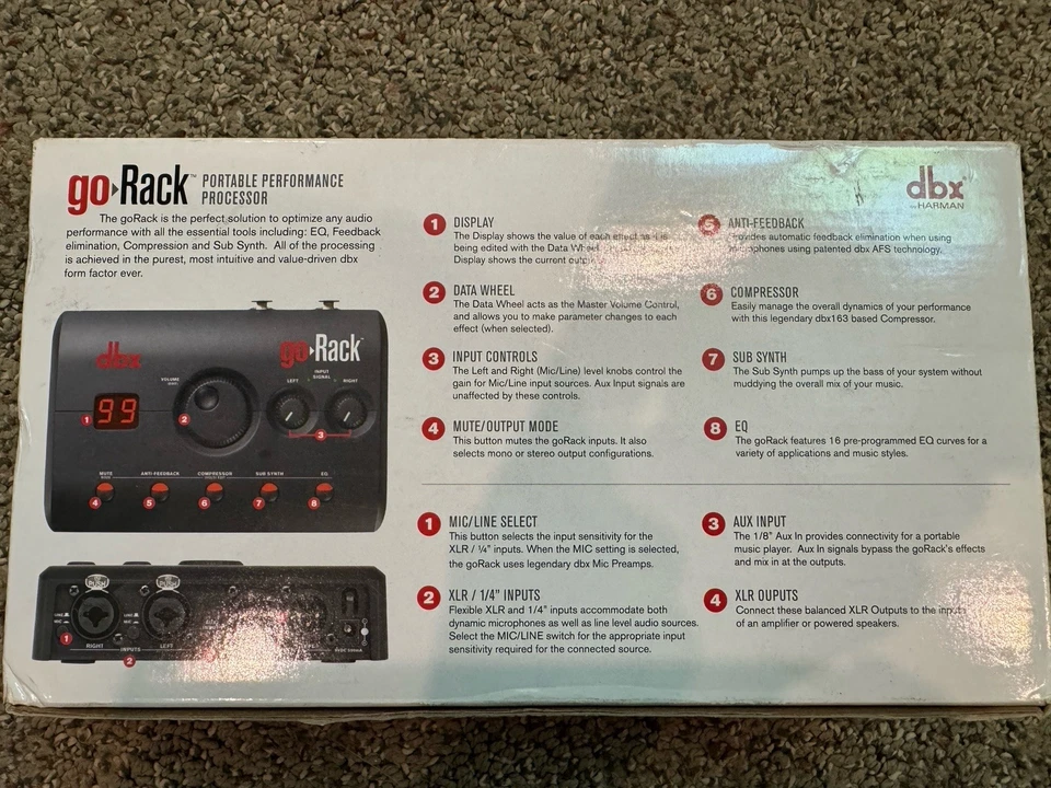 Dbx GoRack Stereo Audio Processor. Feedback Eliminator, EQ, Comp & Sub - Image 2 of 3
