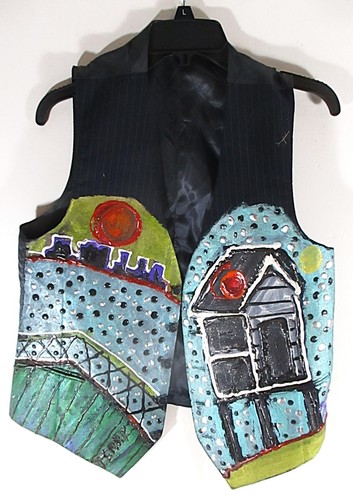EVELYN PATRICIA TERRY, WIS ARTIST, HAND MADE ARTIST VEST, ABSTRACT DESIGN, FINE