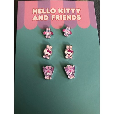 Sanrio Hello Kitty My Melody Kuromi Bunny Easter Stud Earring Set 3 Pairs Anime