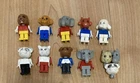 Lego vintage fabuland figs, minifigs, very used fab10a, fab10b, fab3g, fab5b, f