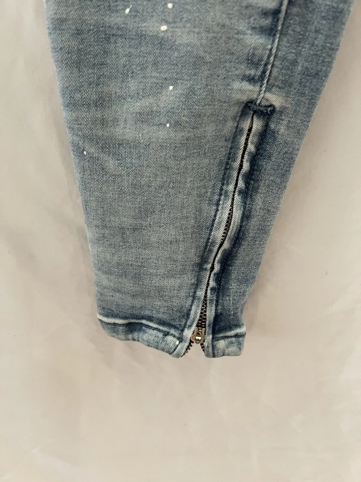 Pantalones de mezclilla Pacsun pintados laterales a rayas ajustados con cremallera al tobillo cordón M Foto 4 de 4