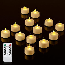 Cimetech 12Pcs Led Tea Lights with Timer, Electric Flickering Battery Operated L