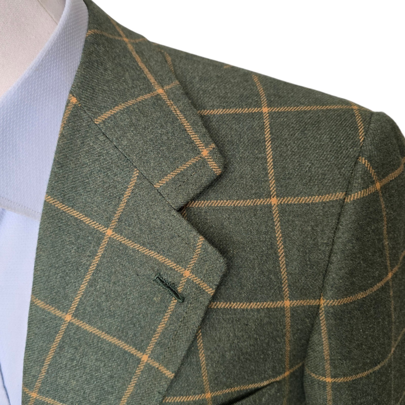 Bespoke Green Cashmere Blazer 38r Full Canvas Working Cuff Ticket Pocket