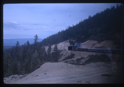 SL28 Slide 1968 Donner Pass Steam Train Locomotive Tunnel Rail Scene 483a