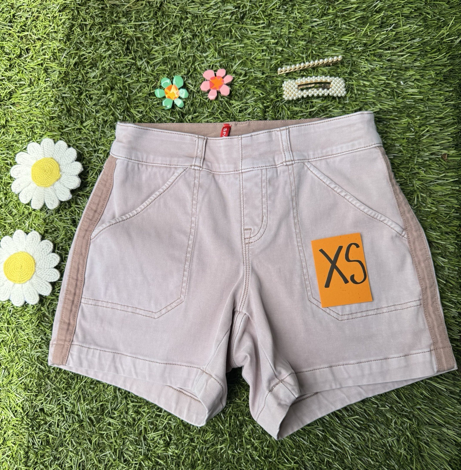 SPANX Stretch Twill Pull-On Shorts Mauve Pink Size XS Tummy Control