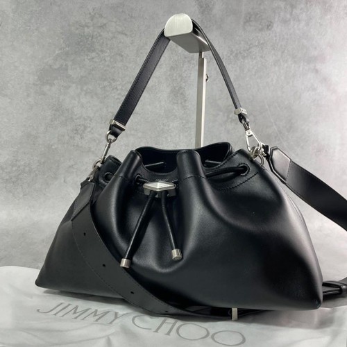 Jimmy Choo Cinch M Leather Drawstring Handbag Used Authentic
