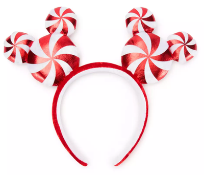 Disney Parks 2025 Christmas Mickey Mouse Peppermint Swirl Headband
