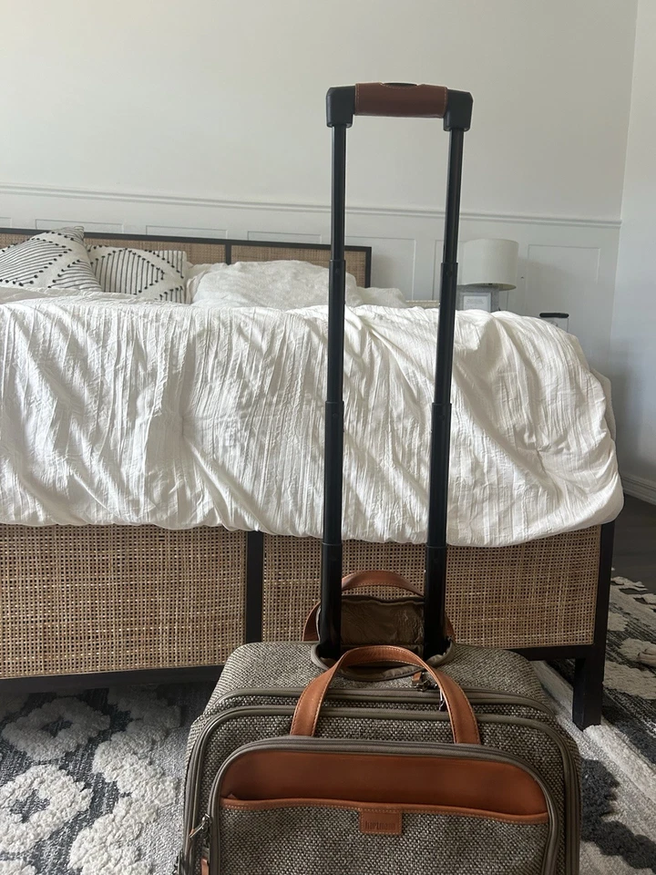 Vintage Hartmann Small Roller Bag Carry On Suitcase Luggage Tweed Leather 70s - Image 2 of 4