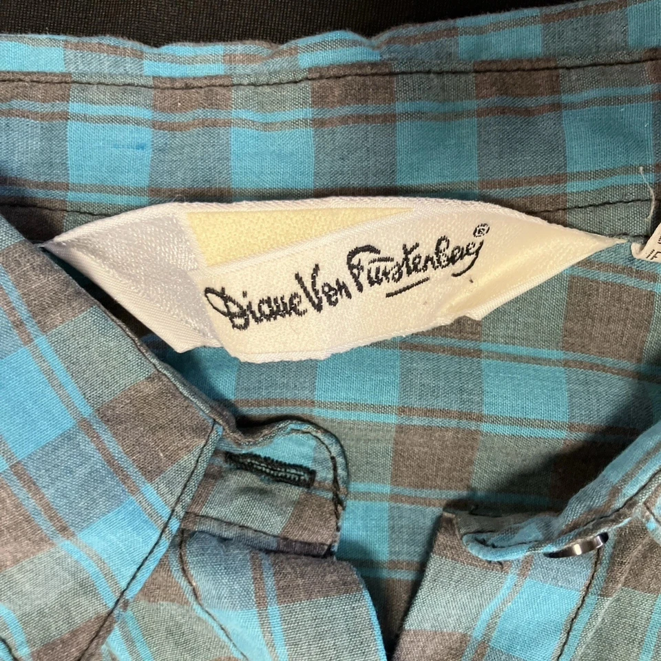Camisa Diane von Furstenberg Vintage Informal A Cuadros Con Botones Manga Larga Talla M Foto 2 de 4